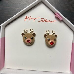 Betsey Johnson Reindeer Earrings - Brown and Red